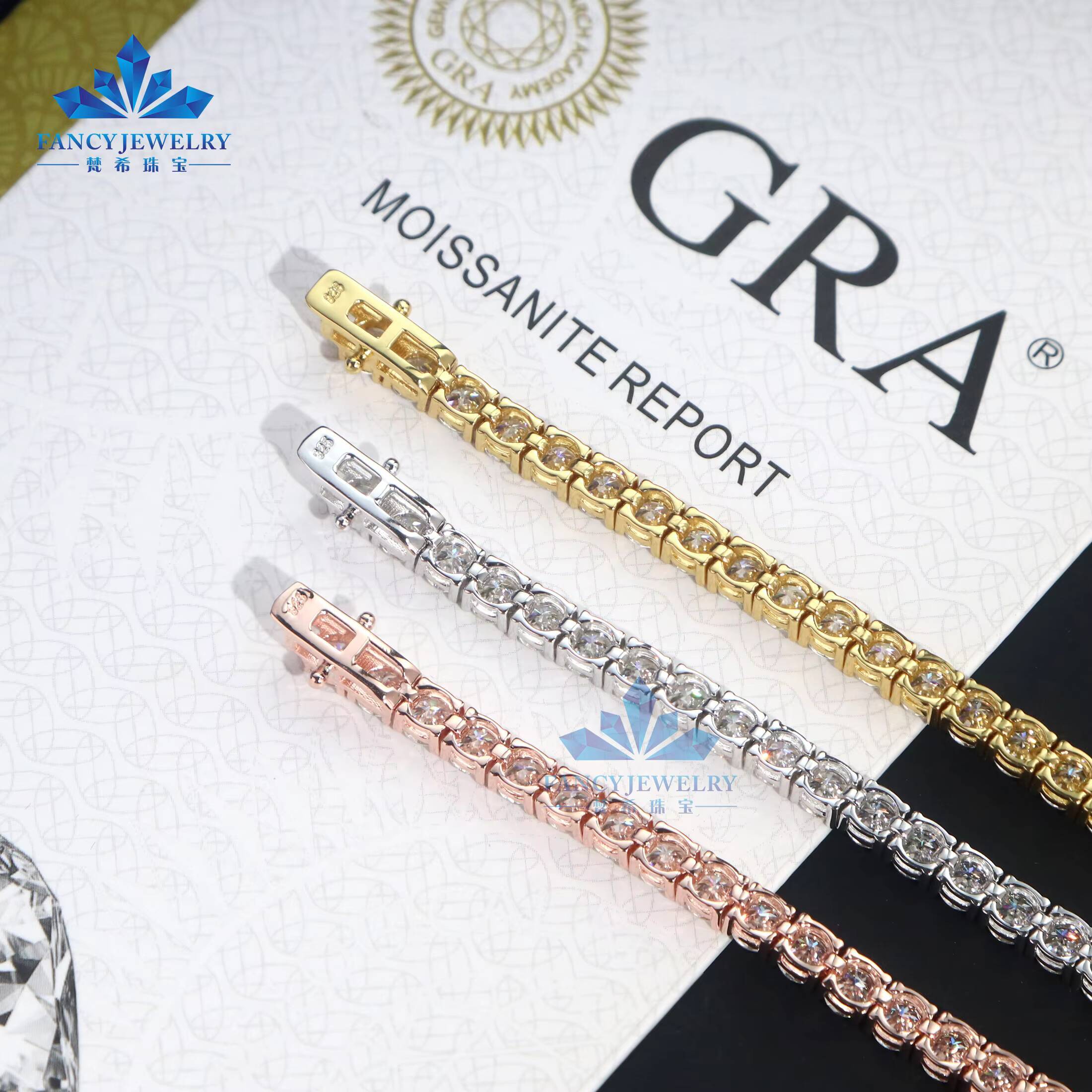2mm 3mm 4mm 5mm 6.5mm DEF VVS Moissanite Diamond 925 Sterling Silver Moissanite Tennis Bracelet