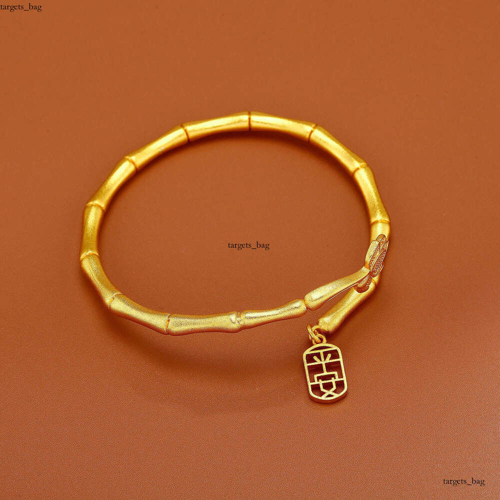 Store Same Niche High-end Chinese Style Sand Gold Plated Lotus Bamboo Knot Plain Circle Bracelet