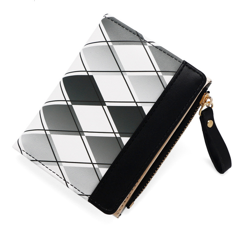 Small Wallet For Women, High-end Feel, Small Foldable Wallet, Short Plaid Luxury Bag Color-block Simple Coin Purse, Clutch Bag, Cross-border