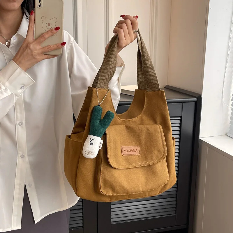 Casual Large Capacity Bag Women Shoulder Bags Fashionable Canvas Tote Bag for Women Versatile Shopping Bags Class Bags 250809