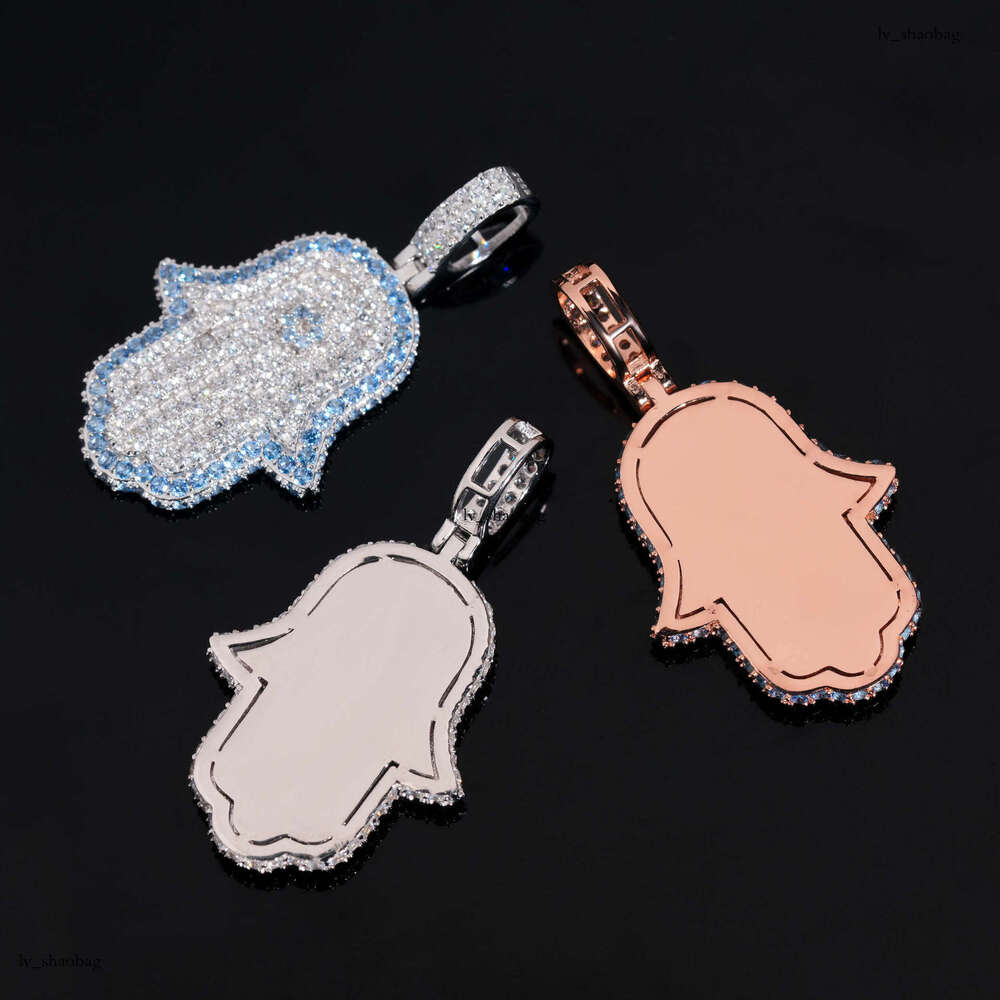 Hip-Hop Style Fatima's Palm Iced Out VVS Inlaid Moissanite chain Trendy Personality Niche Pendant Jewelry