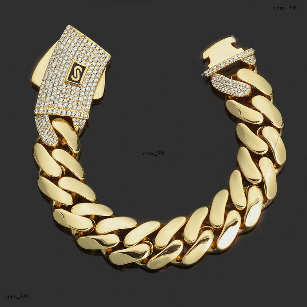 Men's Bracelet 14K Gold Smooth Cuban Chain Hip Hop Jewelry High-end Trendy Accessory