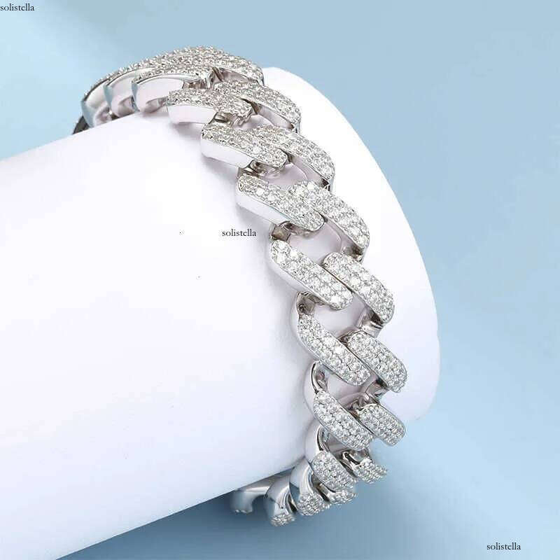 Hot Selling 14mm Cuban Link Iced Out Miami Gold Plated Hip Hop Full Moissanite Prong Dia Bracelet for Men Women