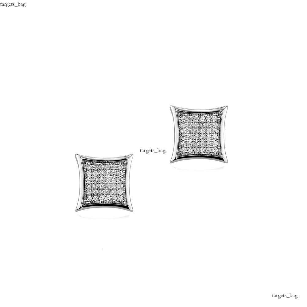 Full Dia Geometric Square Stud Fashion Design Men's Stylish Earrings Trendy Personality Ear Jewelry