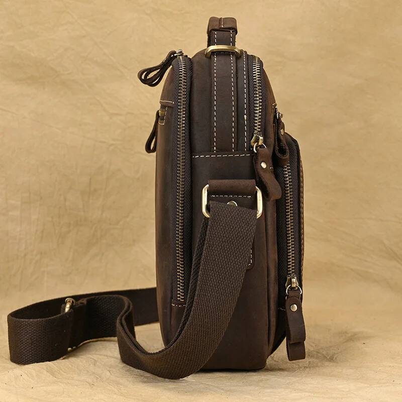 Newsbirds Leather Shoulder Vintage Style Crossbody Books School Of Men Male Daily Messenger Bag Crazy Horse Skin