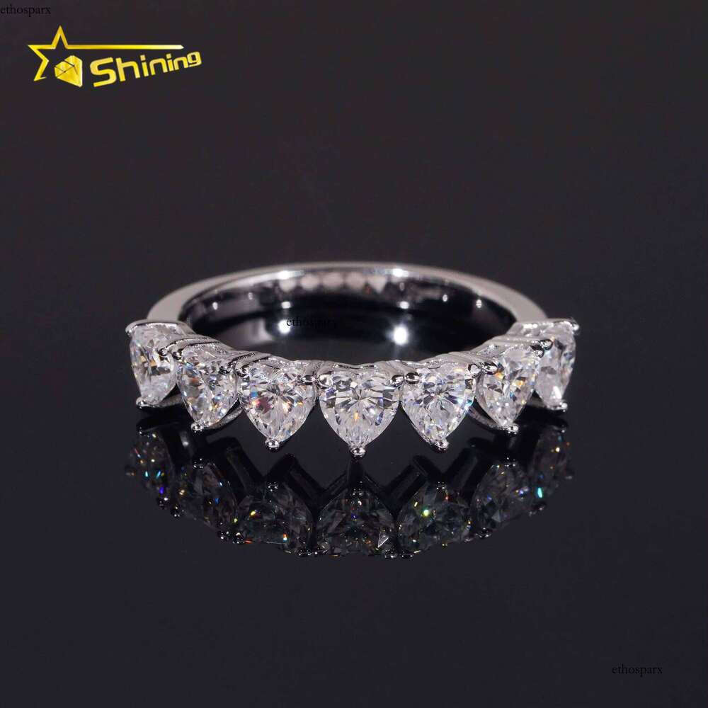 Sterling Silver Heart Shape 4mm Half Eternal Moissanite Women Ring