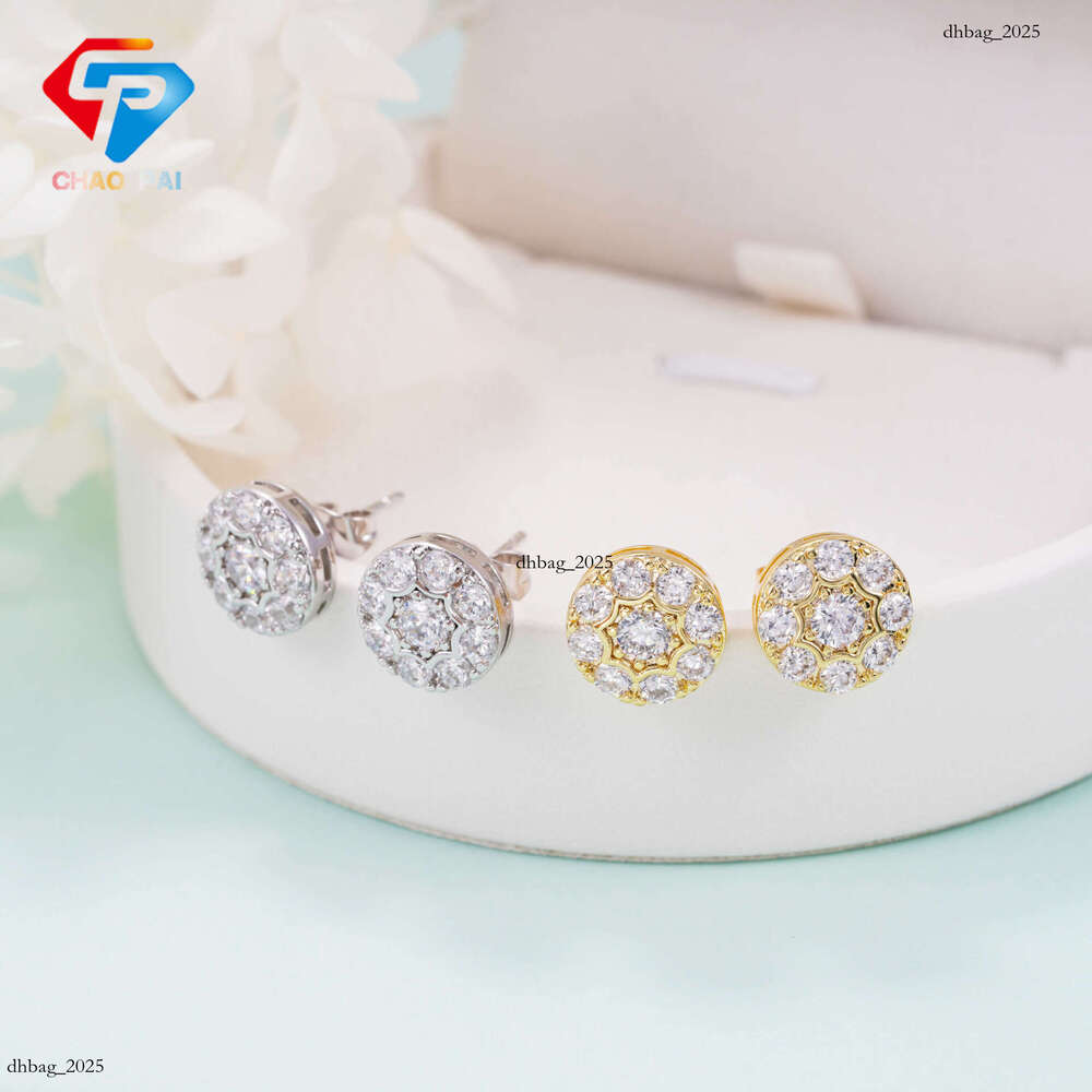Jewelry Style Sier Moissanite Classic Round Earrings Men and Women Versatile