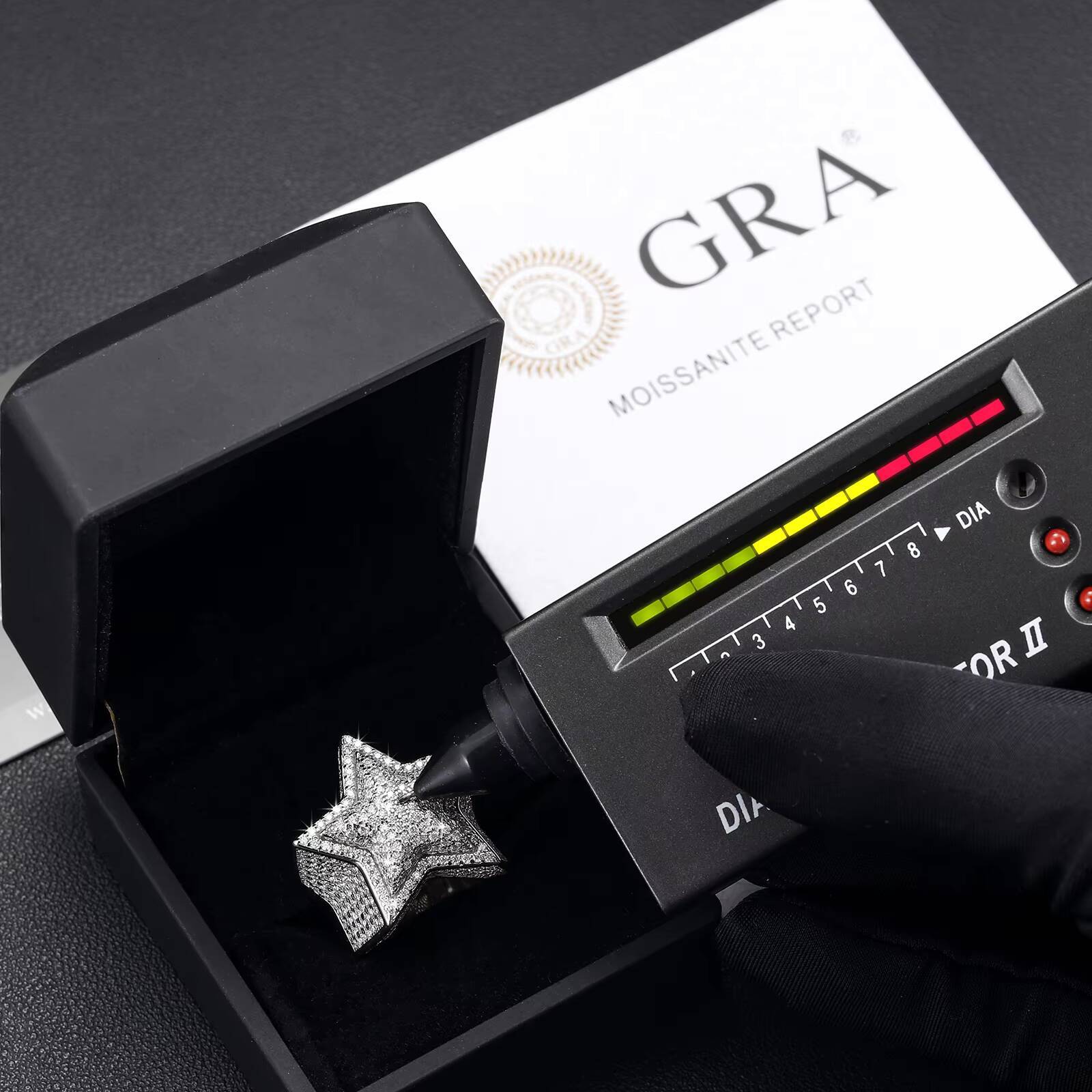 Fashionable Luxury Gift Jewelry 925 Sterling Silver Micro Paved VVS Moissanite Diamond 2 Layer Star Ring for Men