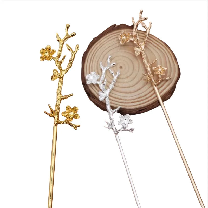 10 PCS 120mm Metal Alloy KC Gold/Silver Plated Branch Flowers Hair Sticks For Women Hairwear Decoration 250807