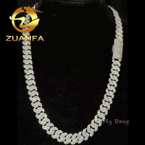 High Quality 10Mm Silica Hip-Hop Sier Chilled Cuban Chain Strap GRA Certificate