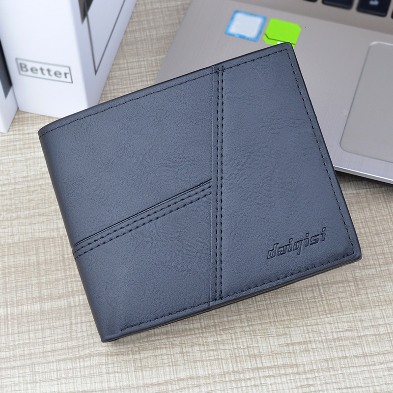 New Men's Wallet Short Wallet Luxury Bag Multi-card Slots Fashion Casual Money Designer Bag Clip For Young Men Thin Spliced Soft Leather Wallet