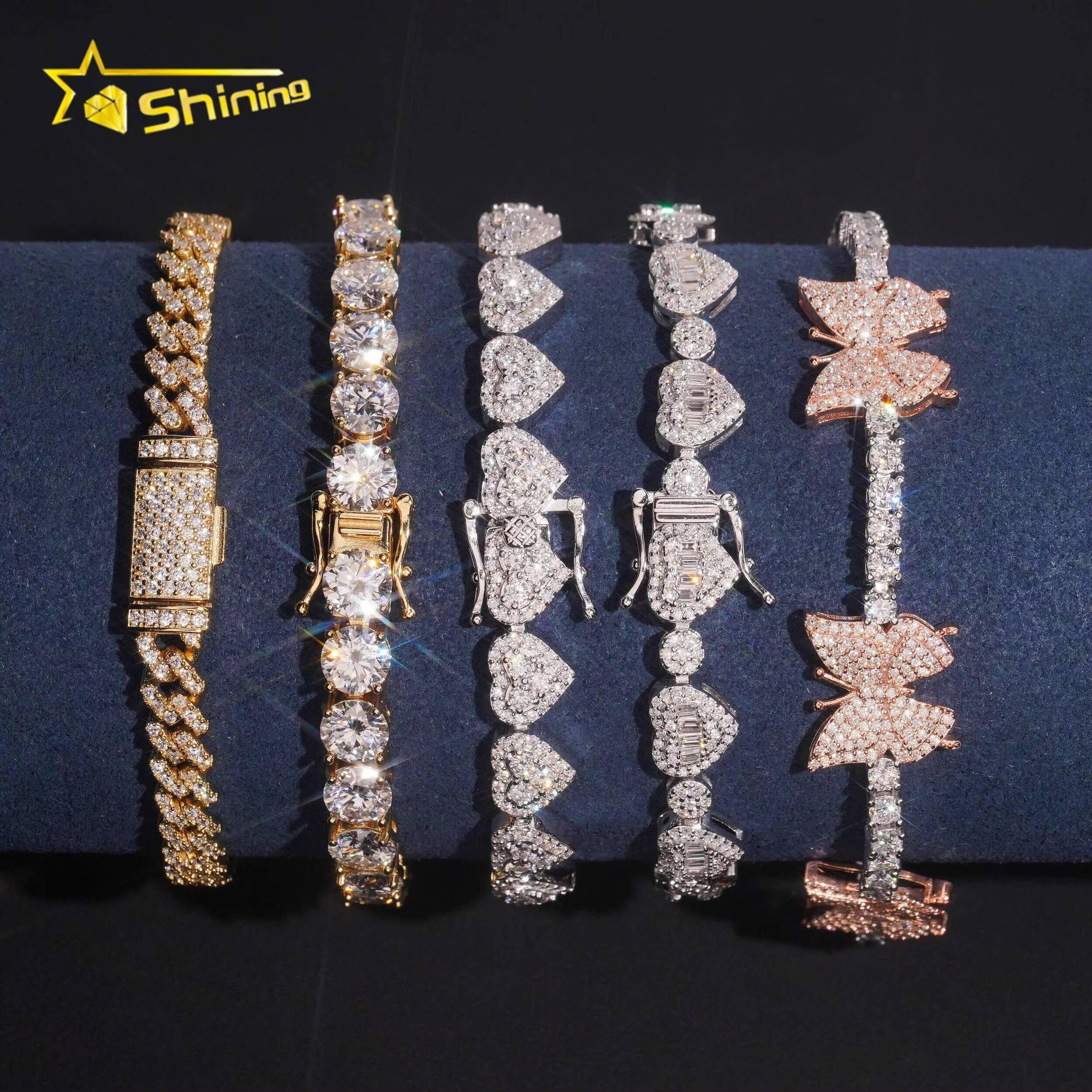 Wholesale Sterling Silver 925 Moissanite Pass Diamond Test Bracelets Hip Hop Mens Jewelry Iced Out Moissanite Cuban Link