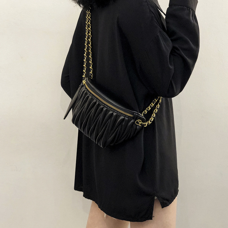 Free Shipping Designer Bag Internet Celebrity Small Bag For Women New Style Pleated Waist Bag Luxury Bag Fashionable Trendy Crossbody Bag Ins Chest Ba