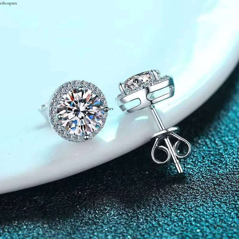 Fine Jewelry 1-4ct Earrings Orbicular Square S Moissanite Sterling Sier Studs VVS Dia