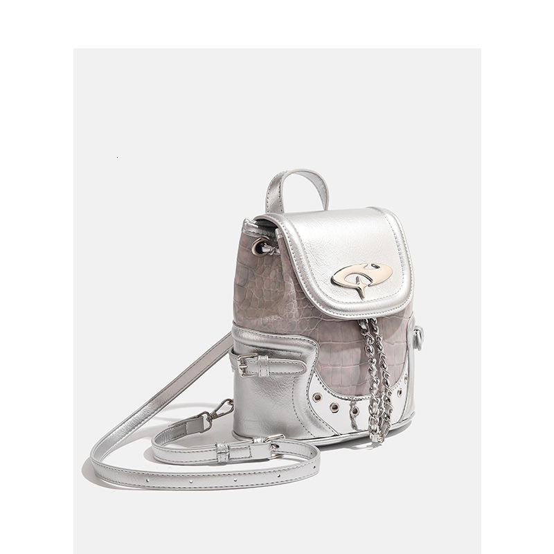 Niche Millennial Hot Girl Crocodile Pattern Small Backpack Commuter Handbag ddmymoon