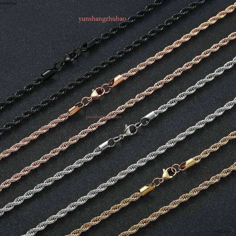 designer jewelry women High Quality Gold Plated rope chain Stainless Steel Necklace gift rose gold necklace 2-5mm chains for men
