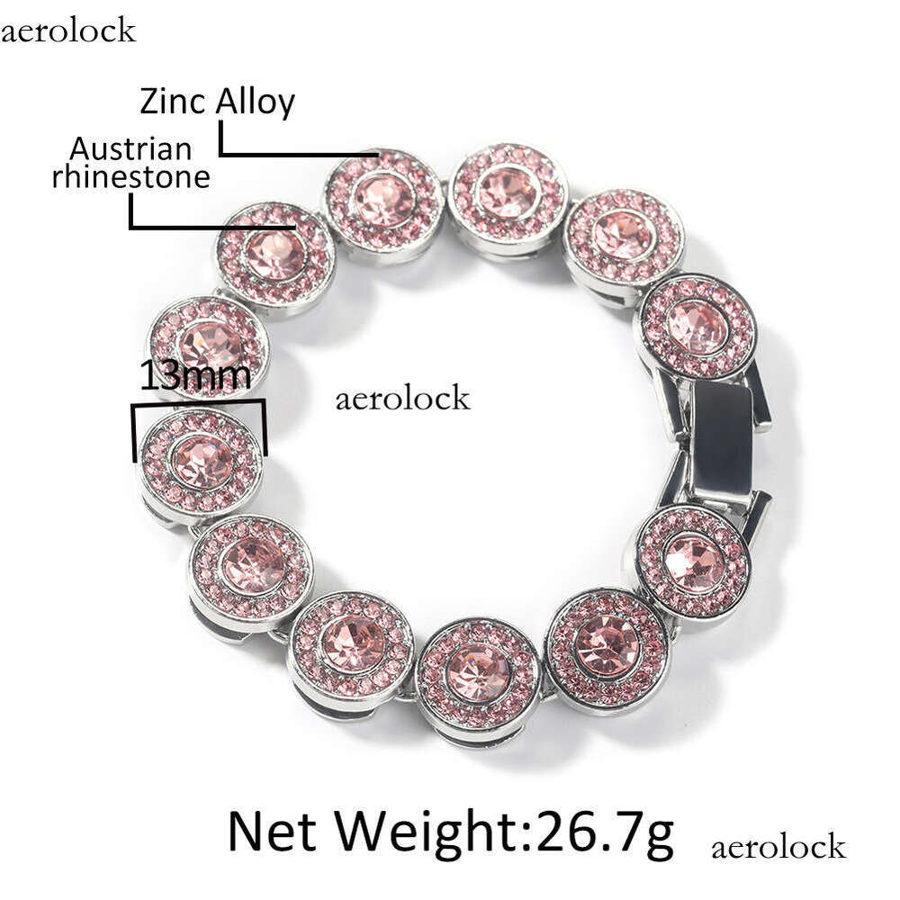 Fashion Versatile Pink Dia Alloy Simple Geometric Heart Bracelet for Women New Cool Trendy Hip-Hop Jewelry