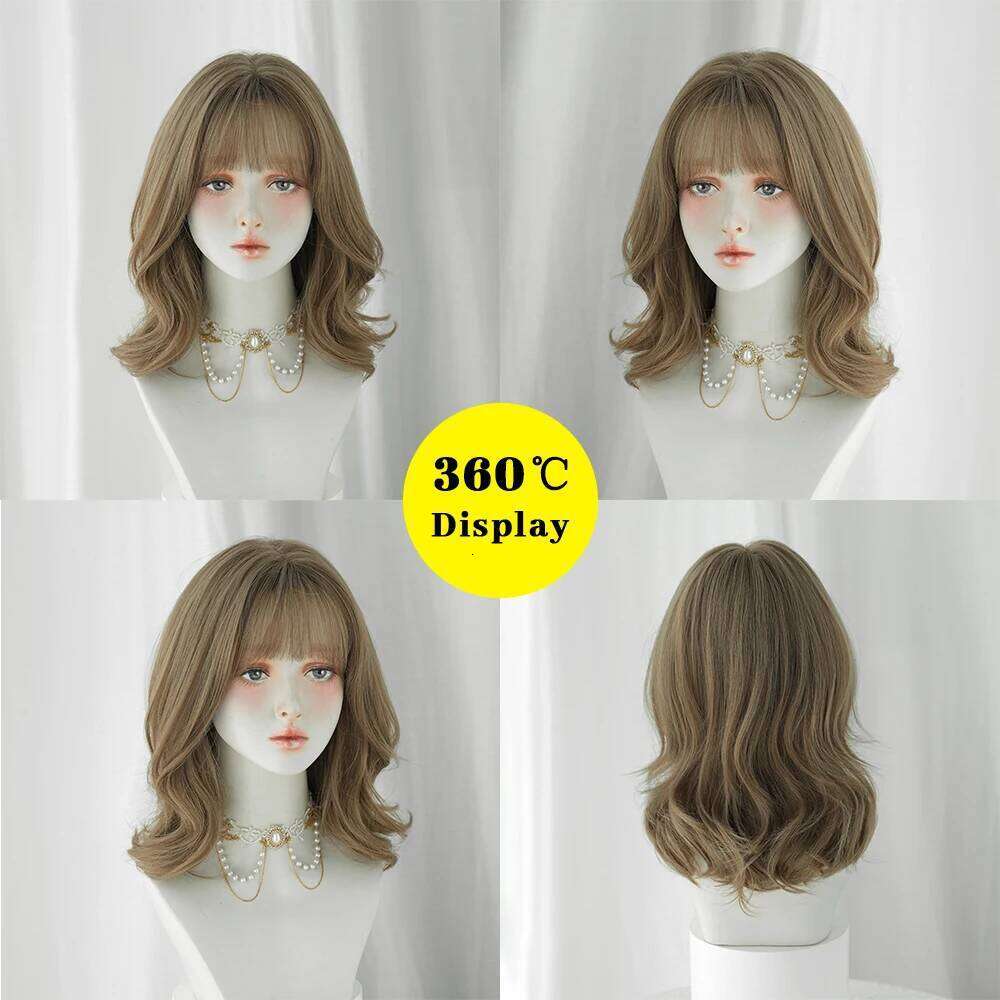 PARK YUN Short curly Women With Brown Wig Cospaly Daily Party Synthetic Wigs Heat Resistant Fiber Natural Fake Hair