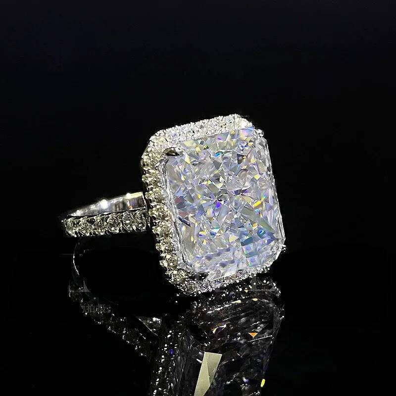 Handmade 8ct Moissanite Dia Ring 100% Real sterling sier Party Wedding band Rings for Women Men Engagement Jewelry