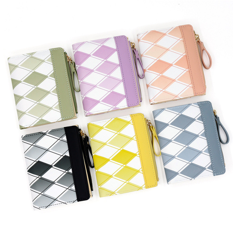 Small Wallet For Women, High-end Feel, Small Foldable Wallet, Short Plaid Luxury Bag Color-block Simple Coin Purse, Clutch Bag, Cross-border