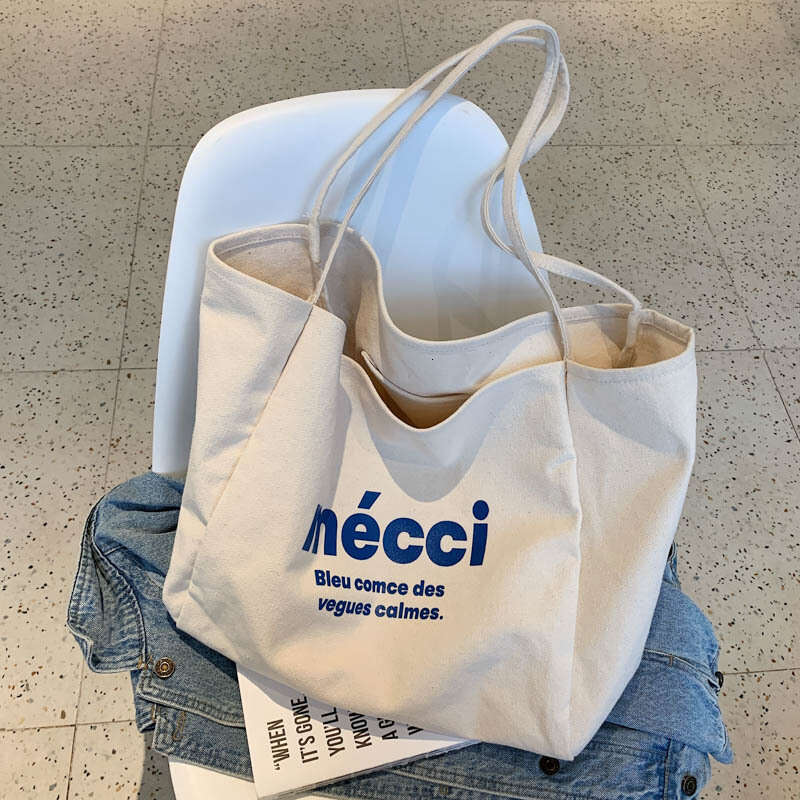 Designer Bags Version Ins Large Capacity Canvas Female Lazy Style Letter Student Shoulder Tote Bag Artistic Handbag