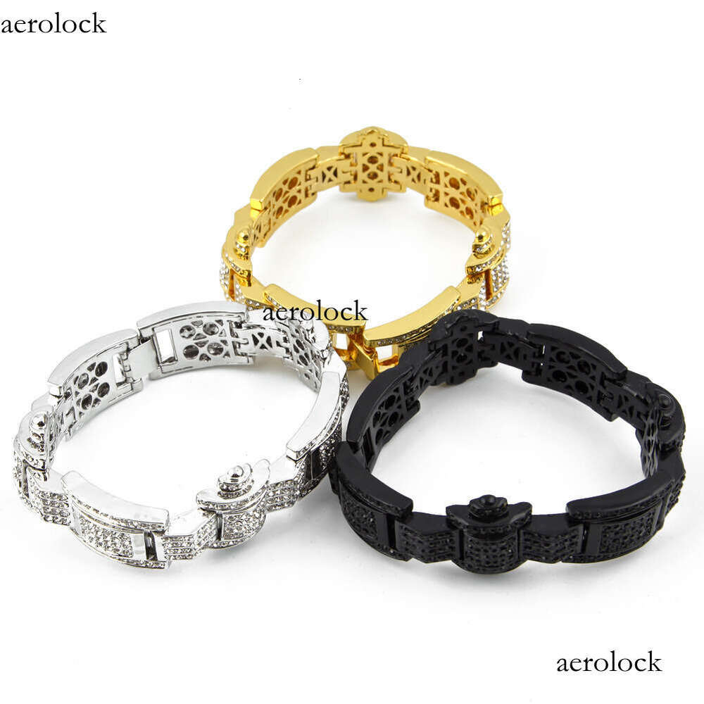 Hip-Hop Cool Dia-Studded Bracelet Personality Trendy Men's Exaggerated Dominant Alloy Full Dia Hand Jewelry