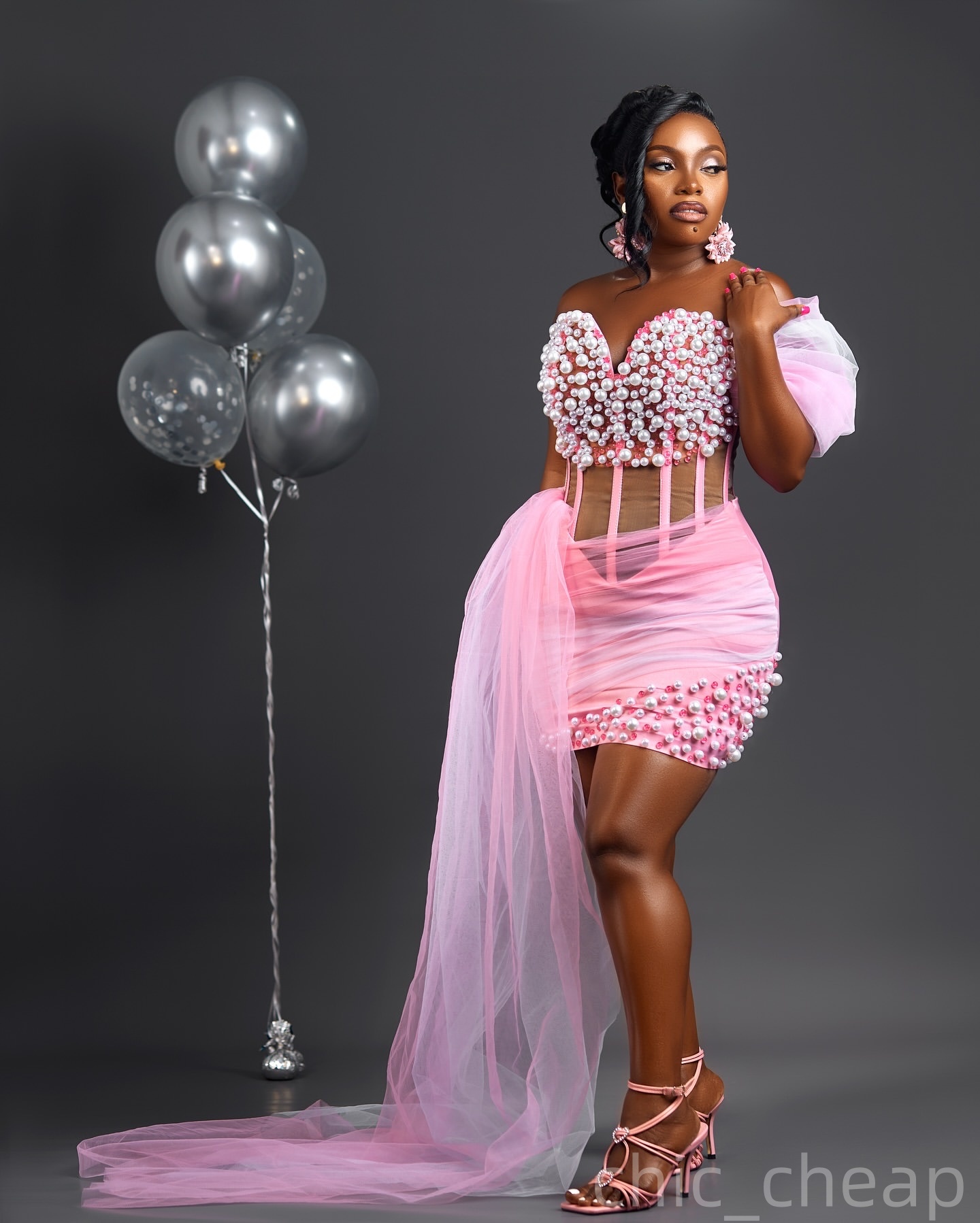 Chic Pink Pink Cocktail Dress Pearls Beaded Tulle Elegant Short Mini Graduation Homecoming Dresses For Special Occasions Sweetheart Gowns