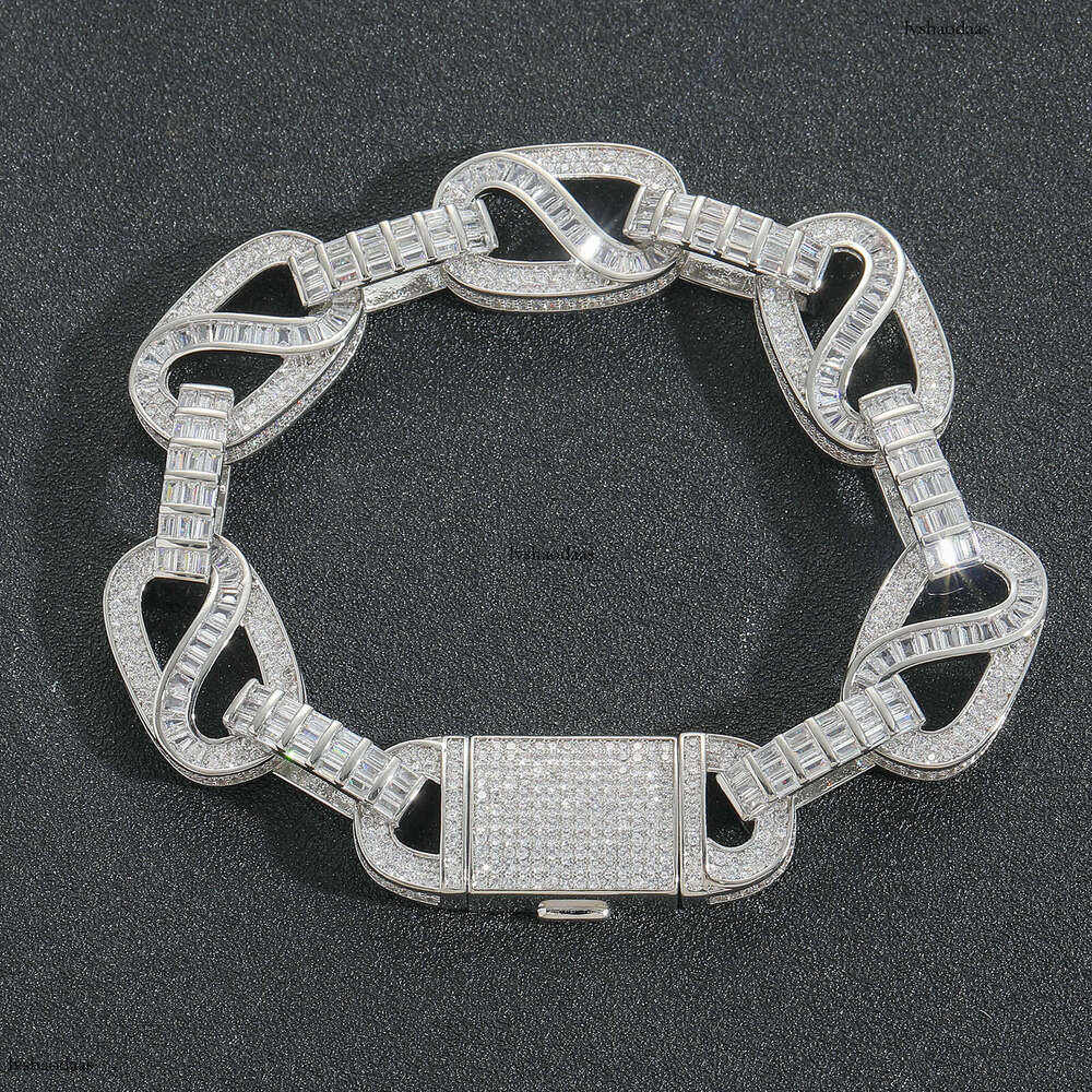 New Hip-Hop 15MMT Square Mixed Zirconia Circular Trendy Brand Personality Full Dia Men's Bracelet Jewelry