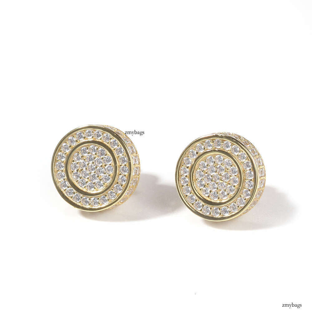 Hip-Hop Hot-Selling Sier Zircon Earrings Round Street Style Unisex Simple Jewelry