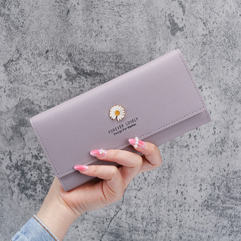 Luxury Bag 2025 Korean Style New Women's Long Zipper Wallet Large Capacity Simple Daisy Versatile Clutch Phone Bag