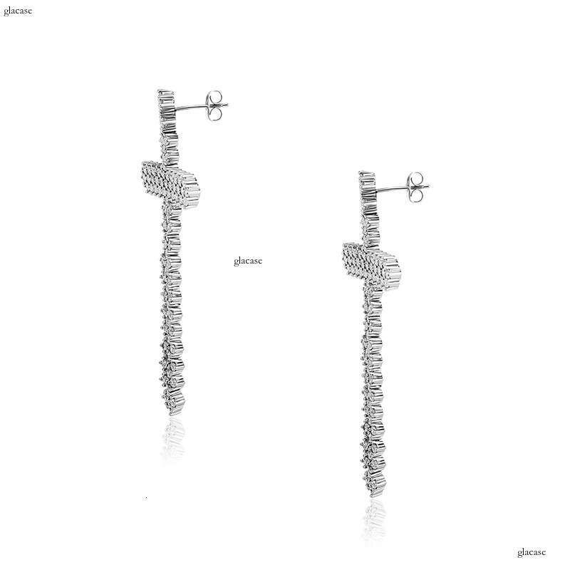 Fashion Light Women's Tassel Iced Out VVS Needle Dia Splicing Cross Trendy Cool Hip-hop Earrings