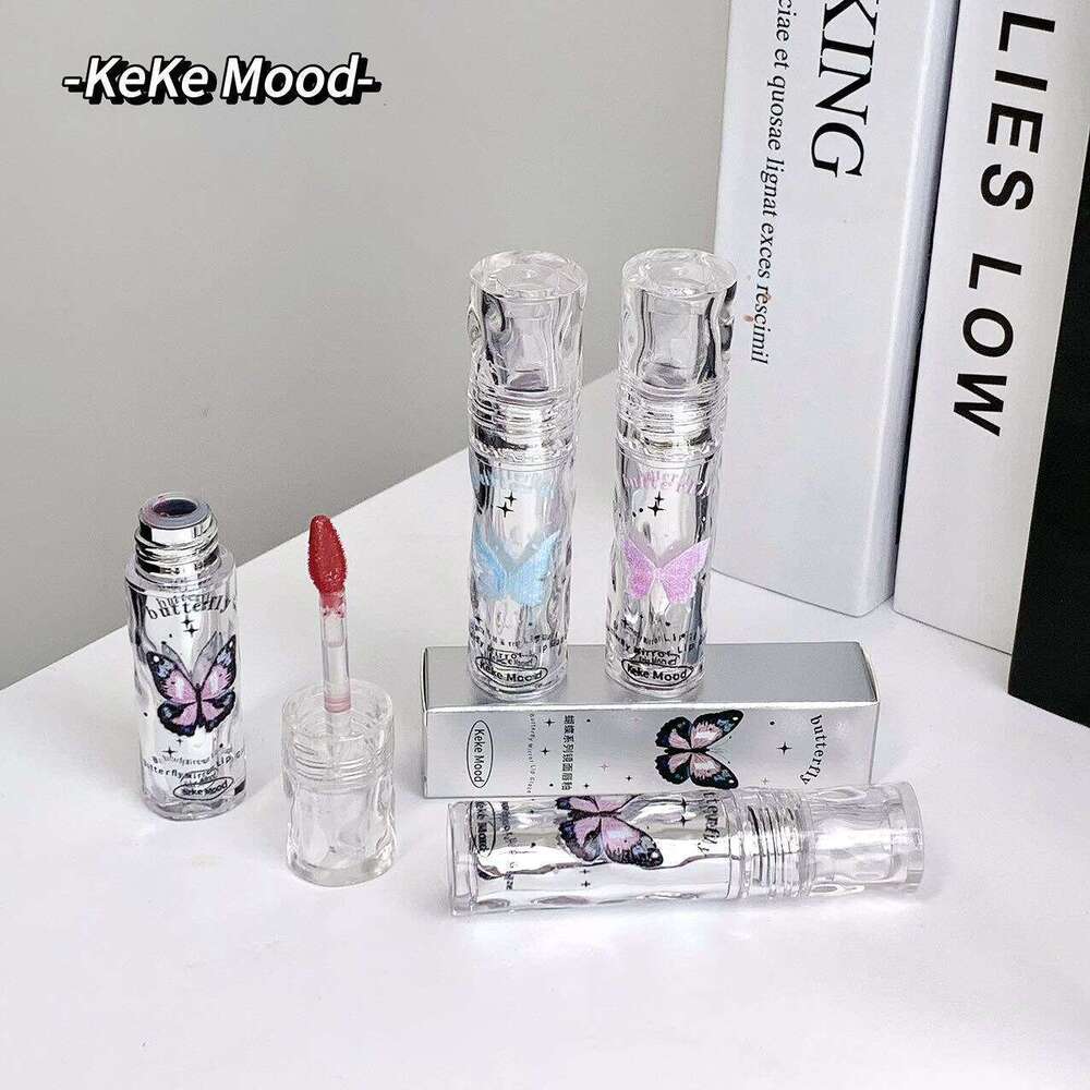 Kekemood Butterfly Moisturizing Glass Lip Balm Water Gloss Mirror Lipstick for Students Free shipping