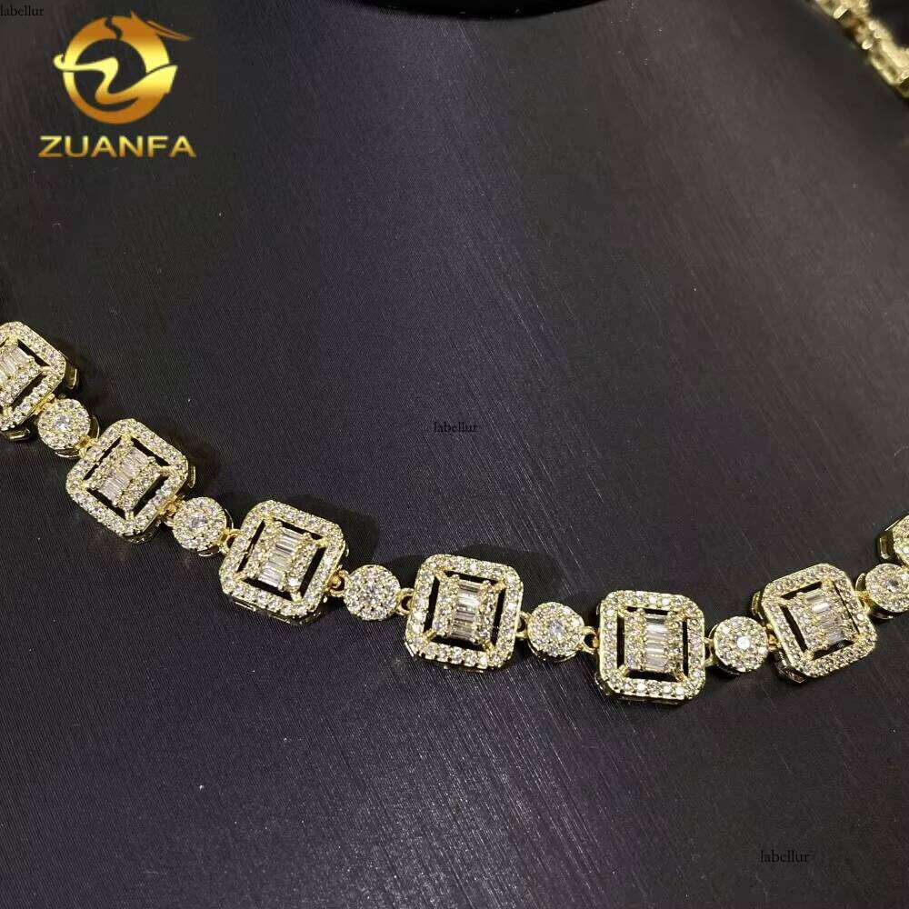 High-Quality Hip-Hop Jewelry 9.5mm Cuban Sier Iced Out Cluster Pyroxene Tennis Chain Necklace