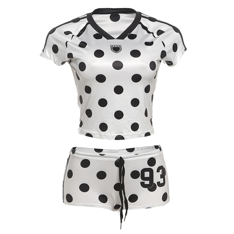 2025 Summer New Slim Fit Digital Print Short Sleeve Top High Waist Hip Lift Shorts Set for Women