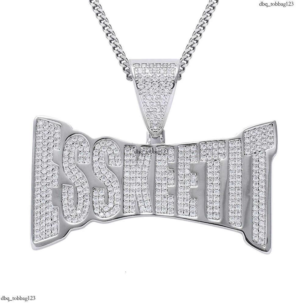 Punk Men's Pendant ESSKEETIT Letter Micro Paved Moissanite chain Trendy Hip Hop Necklace