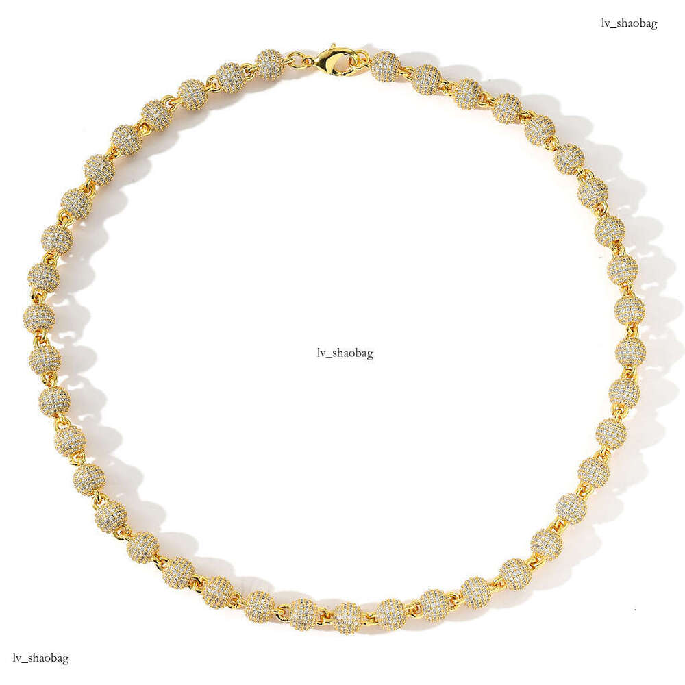 Jewelry 8mm Round Bead Choker Clavicle Chain Full Moissanite chain Unisex Personality Hipster Necklace