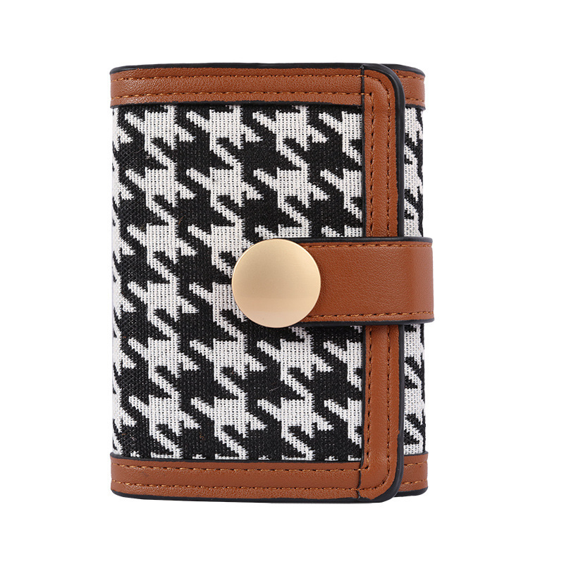 Korean Style Simple Fashion Small Wallet For Women Long Houndstooth Buckle Multi-card Slot Wallet Versatile Japanese And Korean Luxury Bag Clutch For 