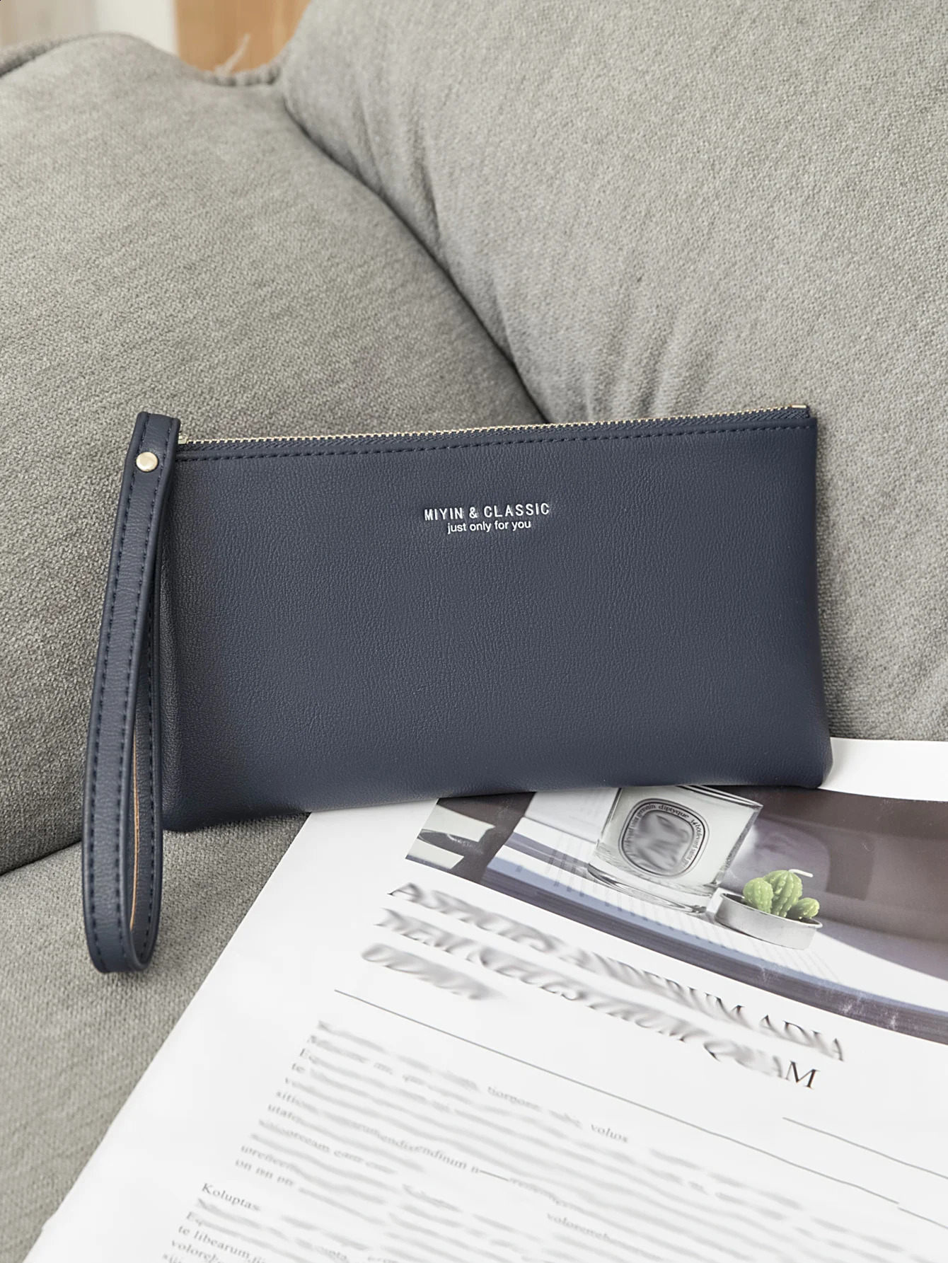minimalist zipper coin wallet high-quality PU leather credit card phone storage bag ultra-thin womens long wallet handbag 250809