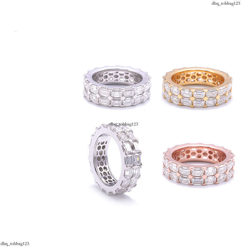 ICED OUT Hot-Selling Silver Inlaid Moissanite Hip-Hop Trendy Fashion Versatile Ring