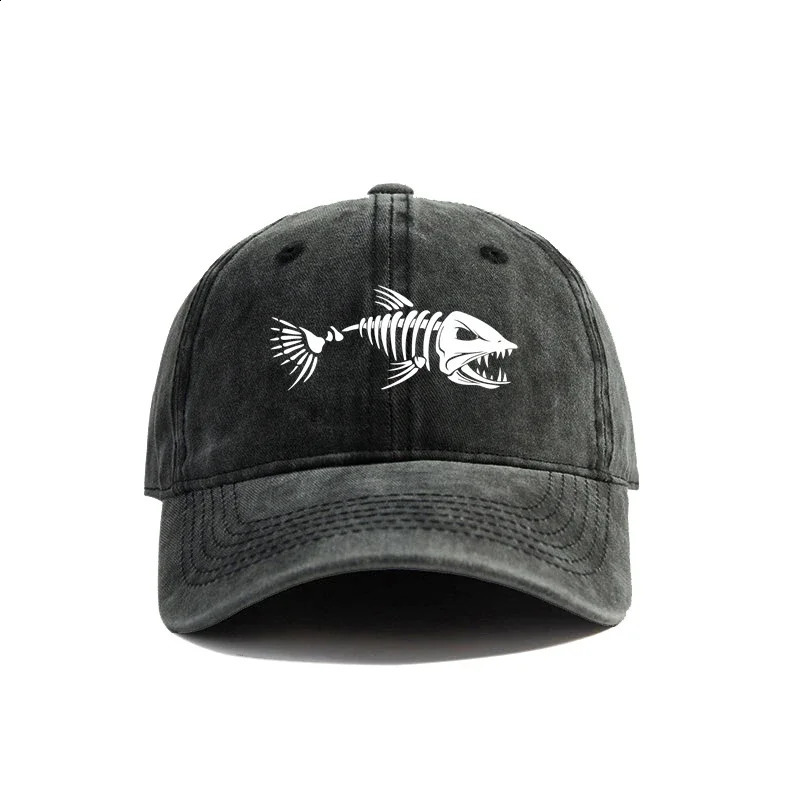 Fishbone Baseball Cap Summer Distressed Dad Hats Men Outdoor Fishing Skeleton Fish Bone Caps MZ-496 250805