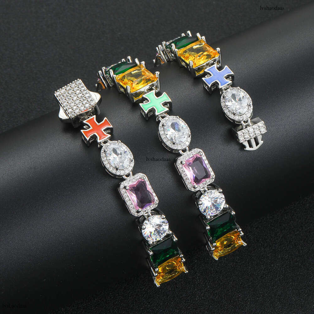 Ins Style Hip-Hop Colorful Moissanite chain Necklace Niche Fashion Dopamine Internet Celebrity Collarbone Chain Accessory