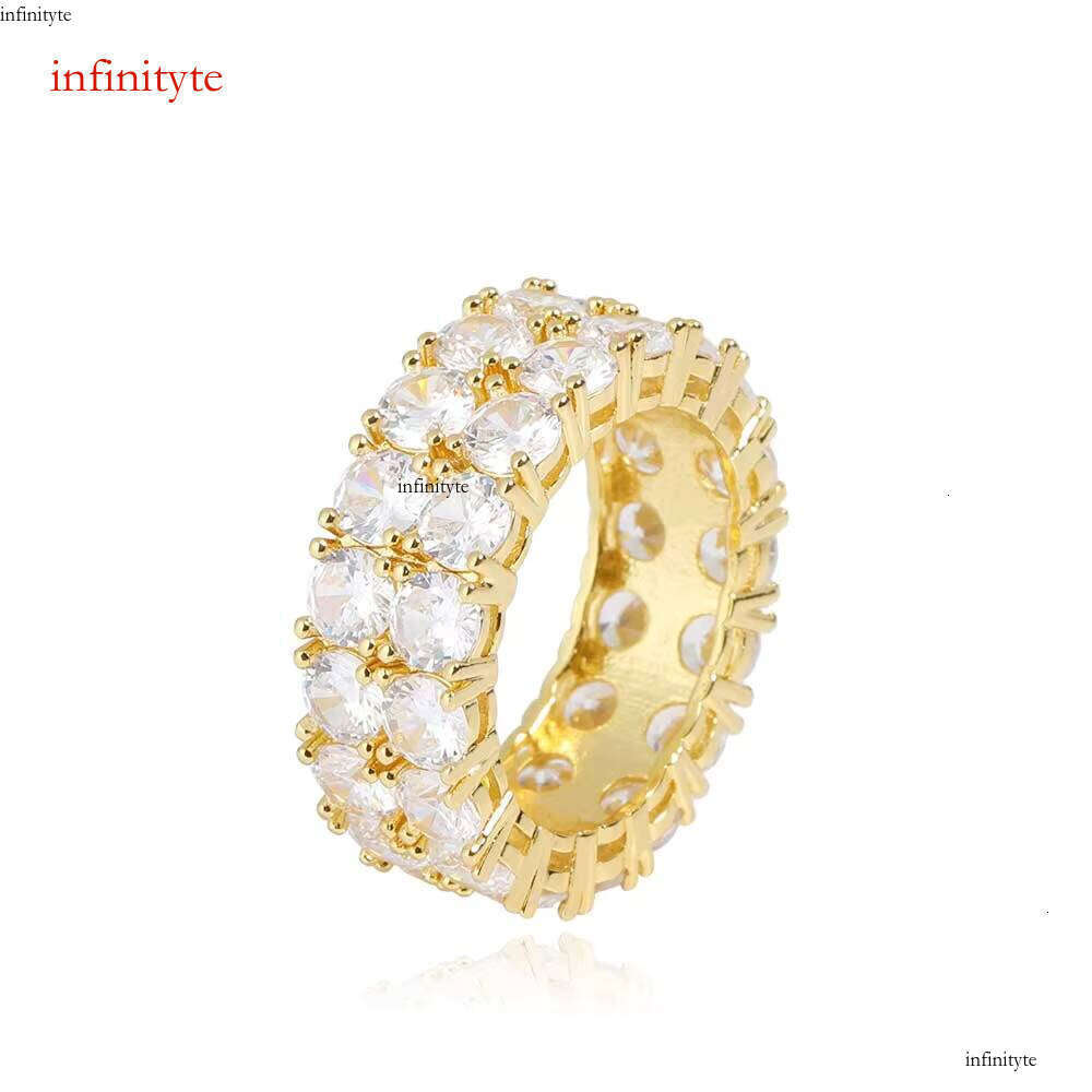 NUOYA Iced Out Cubic Zirconia Tennis Gold Plating CZ Finger Ring Hip Hop Women Jewelry