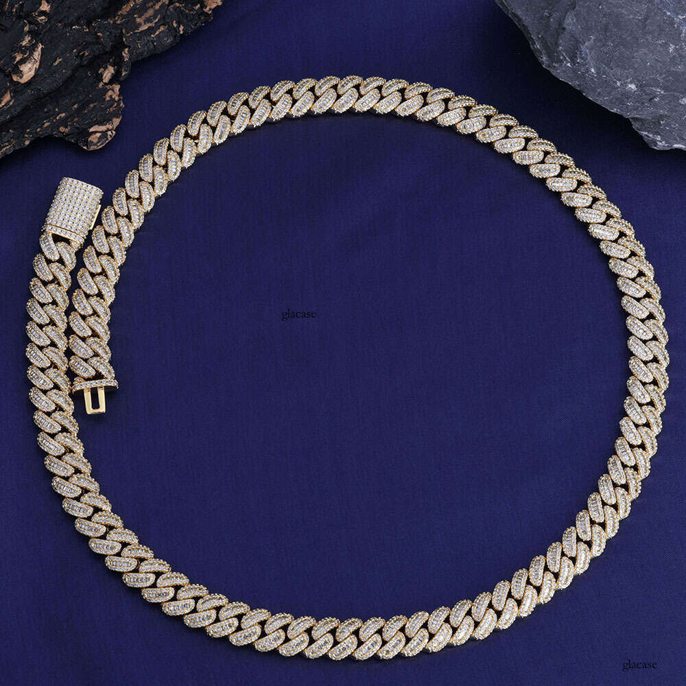Hip Hop 12mm Mixed Inlay T Cubic Moissanite chain Cuban Chain Jewelry Accessories Men's Necklace