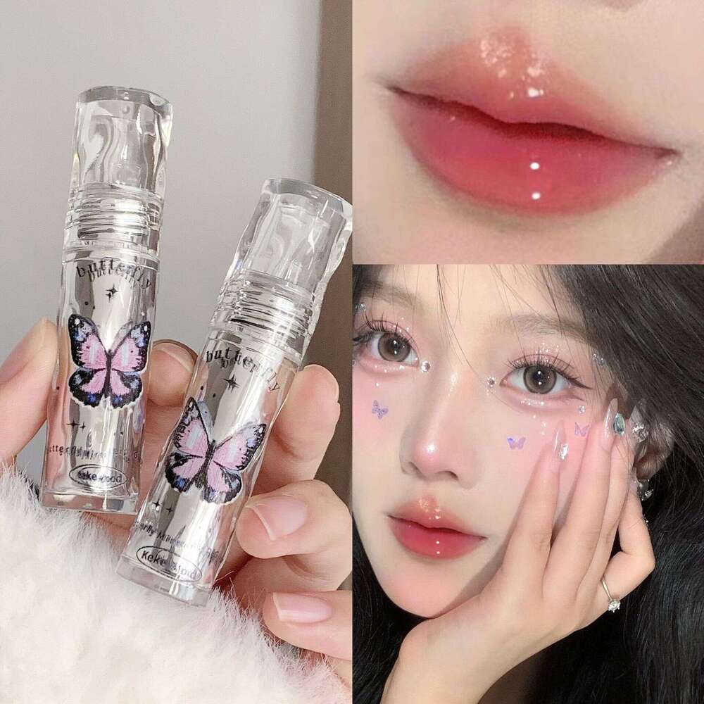 Kekemood Butterfly Moisturizing Glass Lip Balm Water Gloss Mirror Lipstick for Students Free shipping