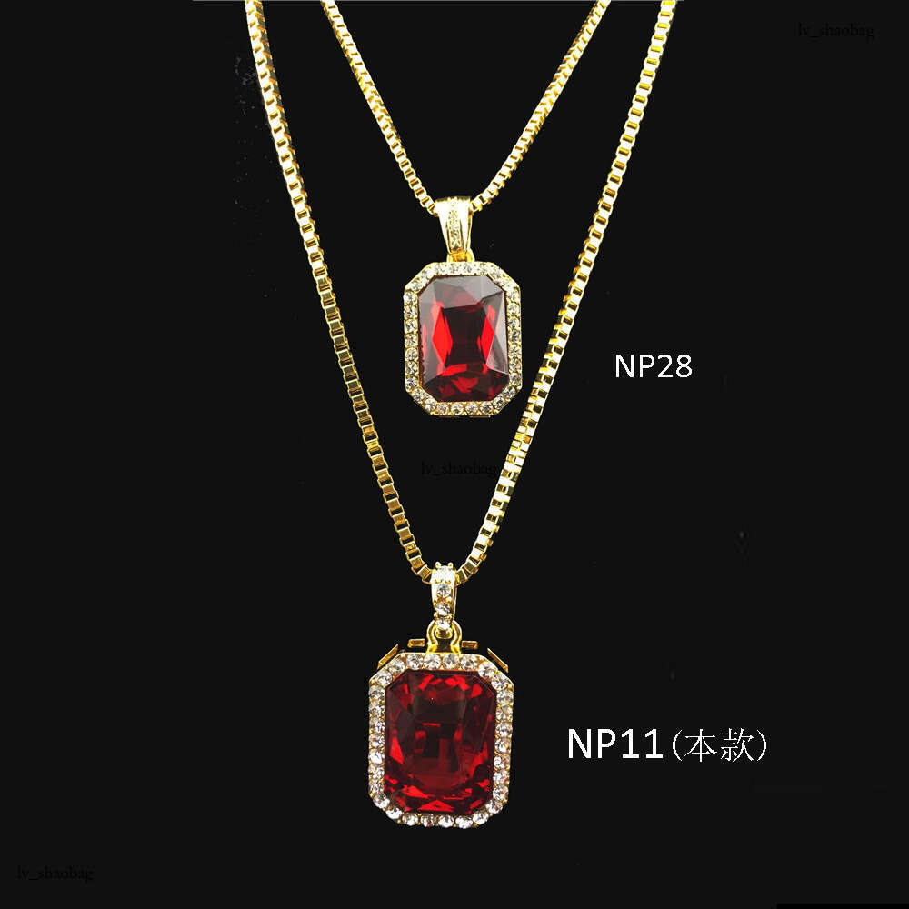 Classic 5.8*3cm Alloy Square Colorful Pendant Personality Trendy Cool Inlaid Dia Unisex Necklace