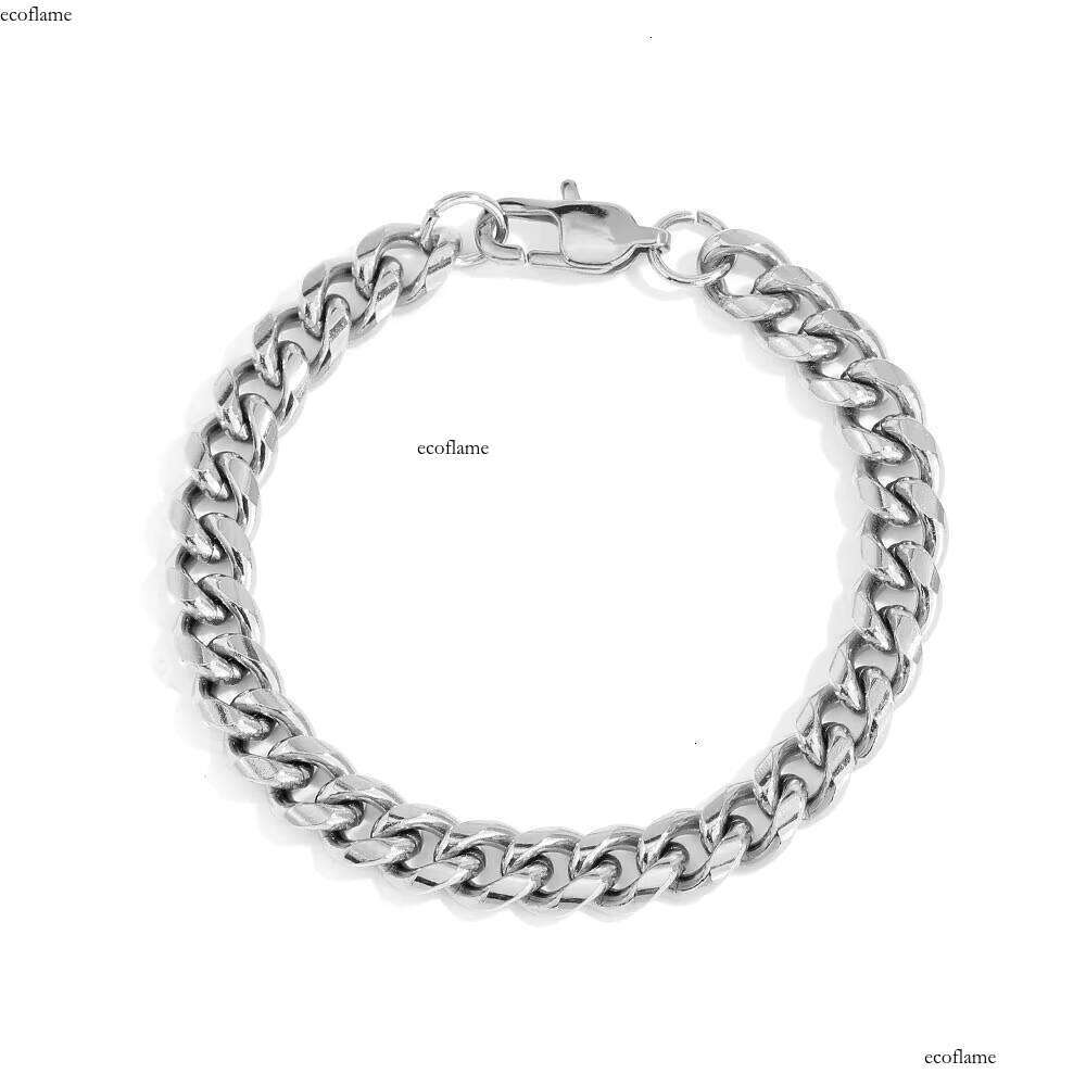 NUOYA Gold Plated 8mm Stainless Steel Sier Polished Miami Cuban Link Chain Bracelet Men Hip Hop Jewelry