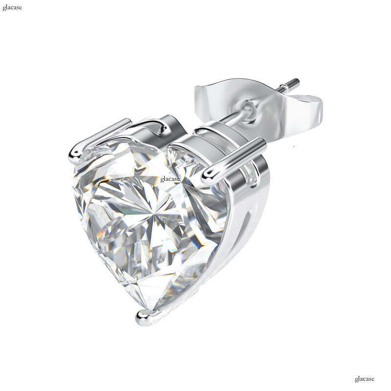 0.1 - 1 ct Sier Inlaid Moissanite Heart Stud Earrings Hip Hop Jewelry
