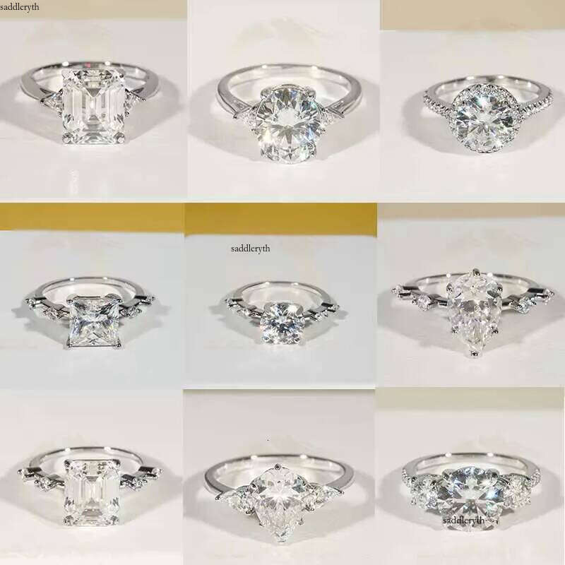 49 Styles Fancy Cut Hip Hop Jewelry Engagement Rings Sterling Sier Iced Out Moissanite Dia Ring 15 5a