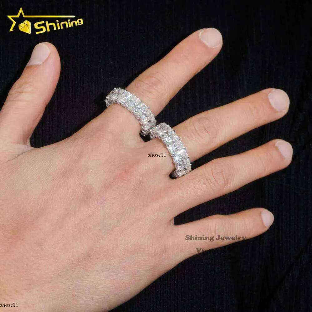 10K 14K Real Gold Wedding Full Lab Grown VVS Moissanite Dia Jewelry Engagement Eternity Band Ring
