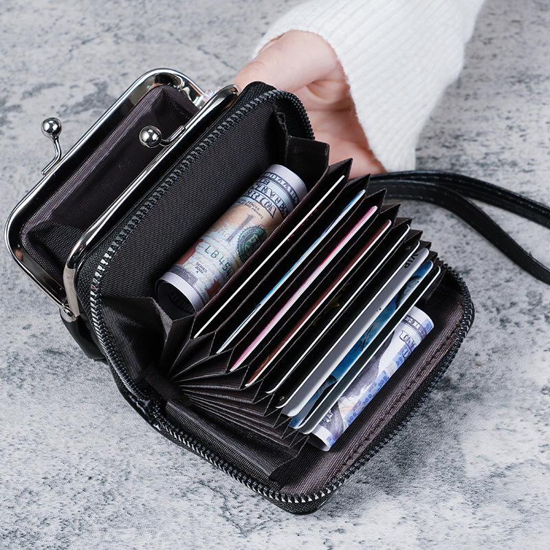 In Stock Factory Cross-border Supply Women's Buckle Coin Purse 4inch Zipper Clip Bag Clutch Luxury Bag Vintage Bag